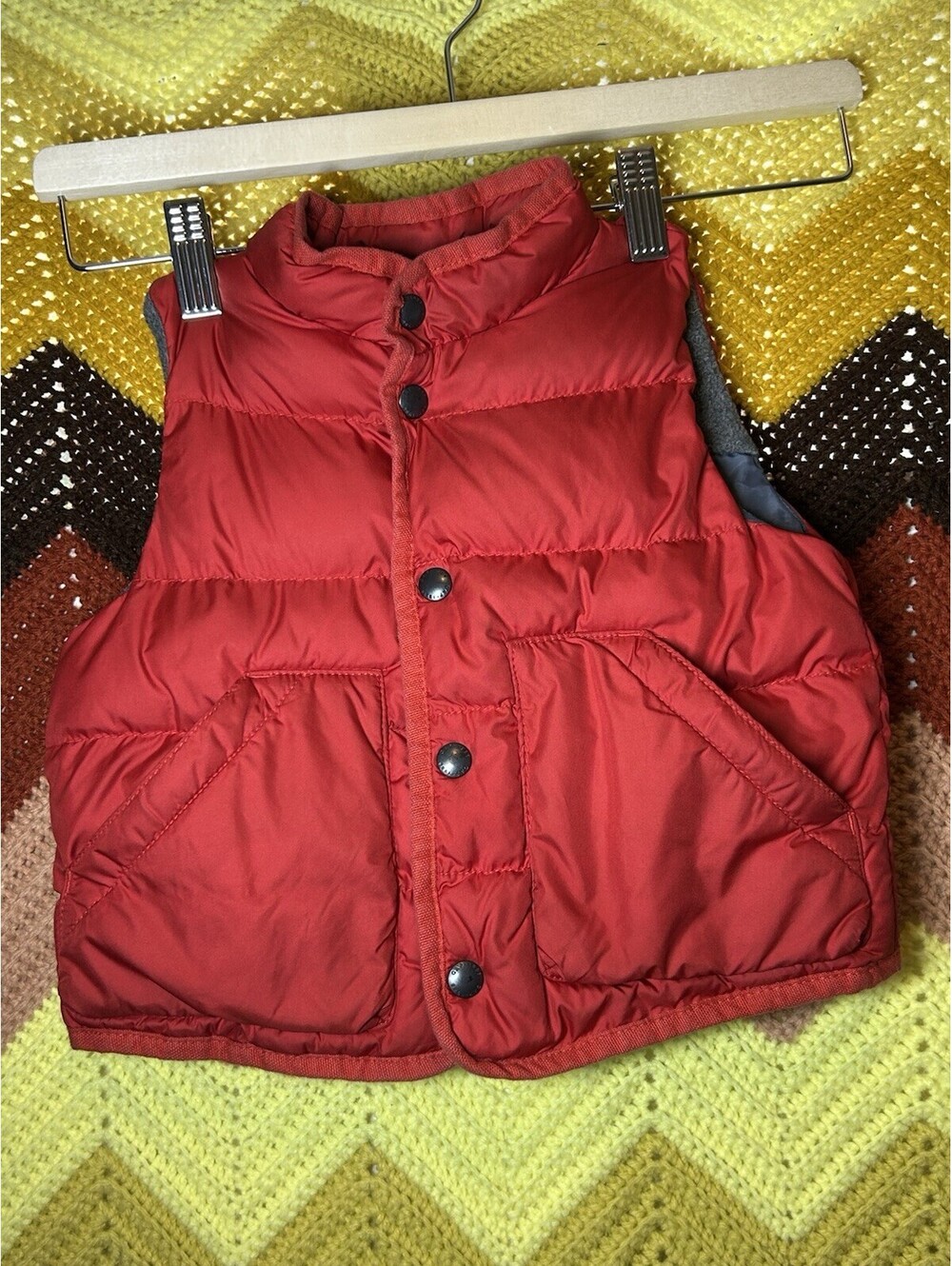 Y2K Baby Gap Red Puffer Vest Size 12-18 Mo Full Zip Warm Quilted Sleeveless
